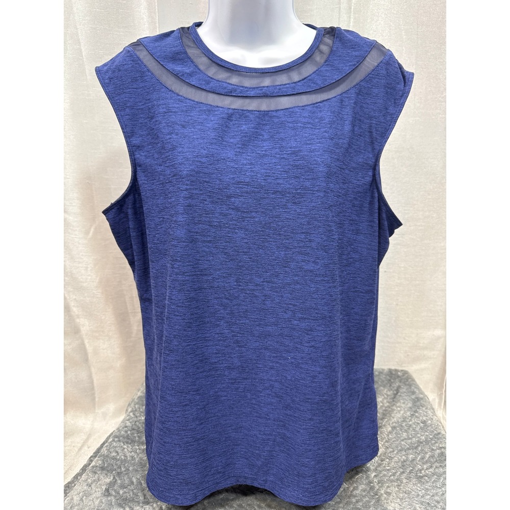 Tail Activewear Womens Navy Blue Heather Mesh Inset Sleeveless Top TE2511-5464 L